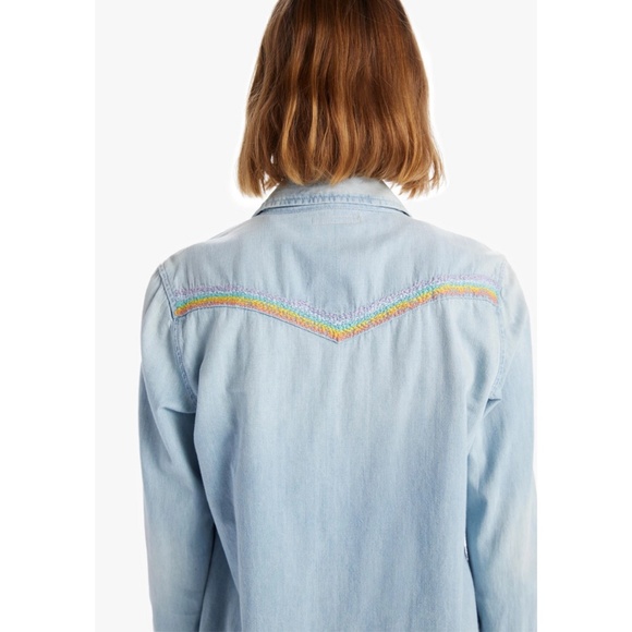 MOTHER All My Exes in No Rain, No Flowers Denim Button-Down Top - Picture 2 of 10